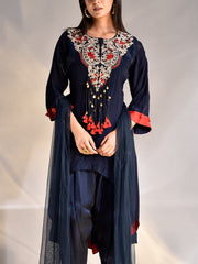 Midnight Blue Crepe Kurta and Pant Set