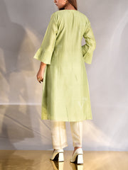 Green Chanderi Printed Kurta