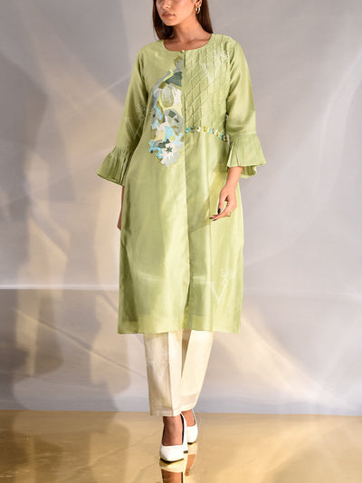 _label_New, DD35, MTO, RK,  Green , Chanderi , kurta 