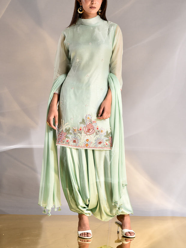 Green Organza Zardozi Suit Set