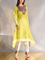 Green Silk Zardozi Kurta