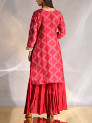 Magenta Pink Silk Kurta and Sharara Set