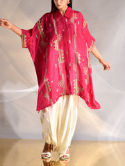 Pink Silk Kaftan and Harem Pant Set