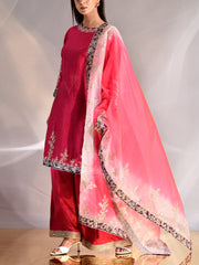 Magents Pink Silk Suit Set