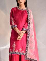 Magents Pink Silk Suit Set