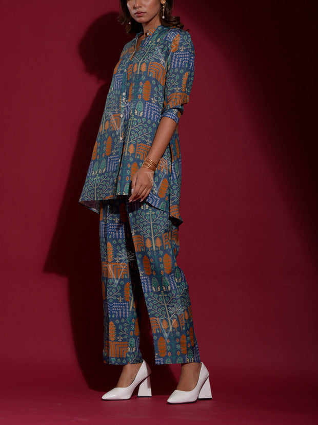 Blue Vasansi Silk Printed Co-ord Set