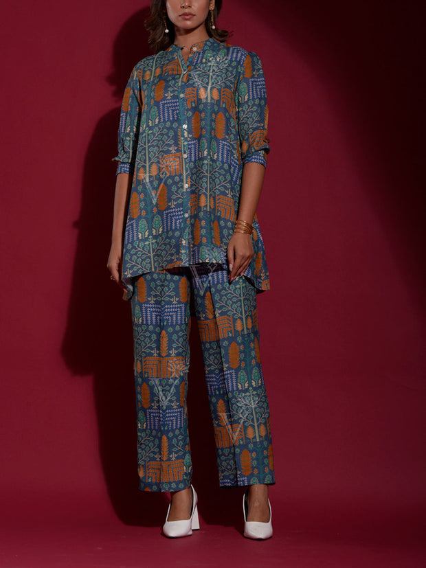 Blue Vasansi Silk Printed Co-ord Set