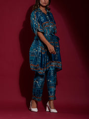 Blue Vasansi Silk Printed Kaftan Set