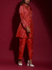 Red Vasansi Silk Printed Co-ord Set