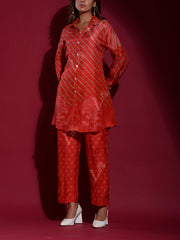 Red Vasansi Silk Printed Co-ord Set