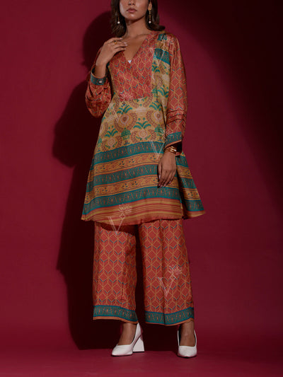 Brown Vasansi Silk Printed Co-ord Set