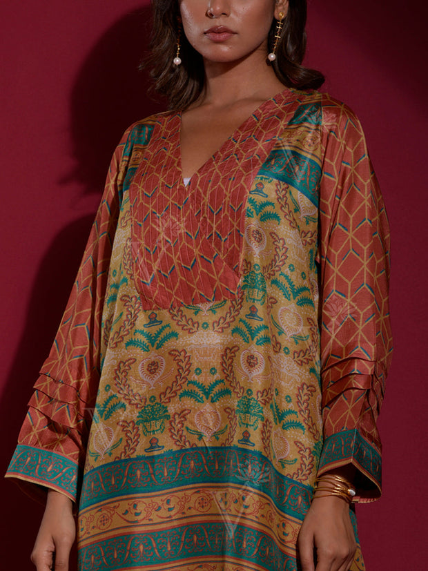 Brown Vasansi Silk Printed Co-ord Set