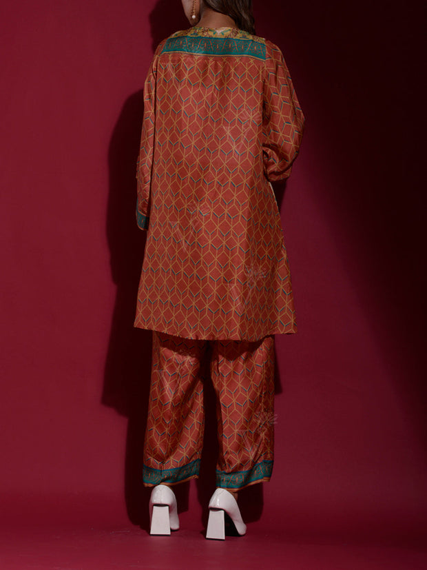 Brown Vasansi Silk Printed Co-ord Set