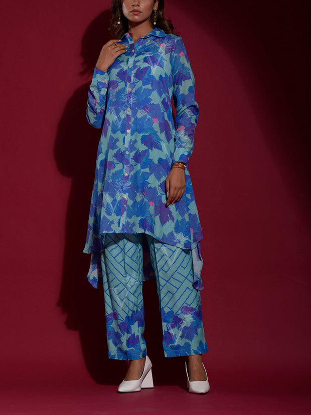 Blue Vasansi Silk Printed Co-ord Set