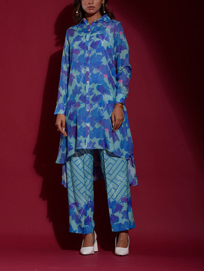 Blue Vasansi Silk Printed Co-ord Set