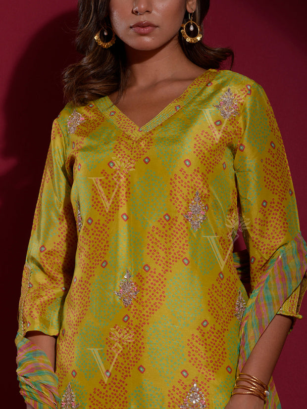 Lime Green Vasansi Silk Suit Set