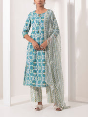 Blue Cotton Suit Set