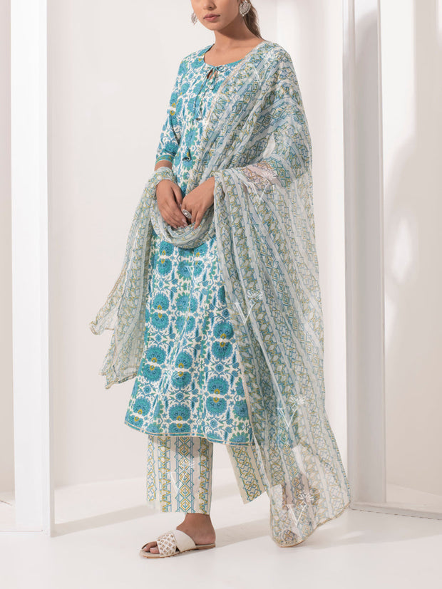 Blue Cotton Suit Set