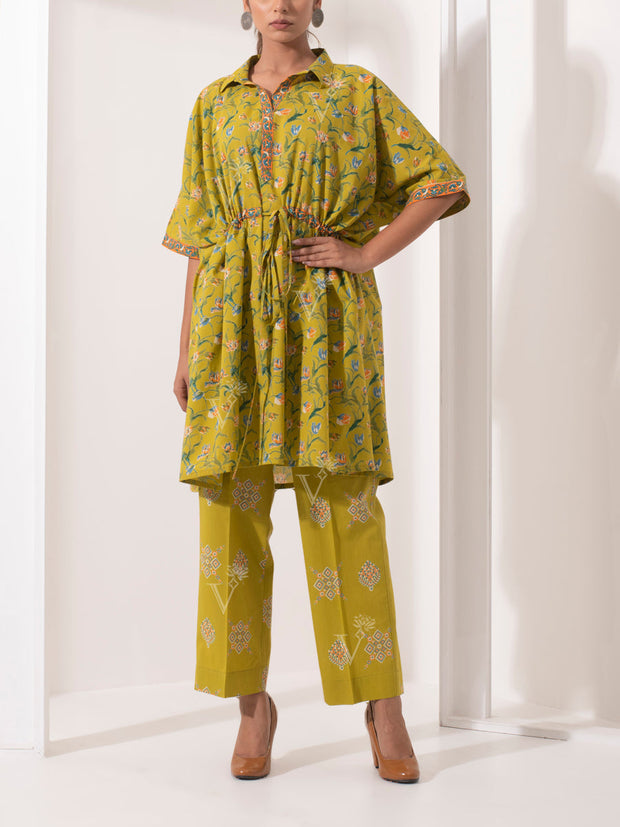 Olive Green Kaftan Pant Set