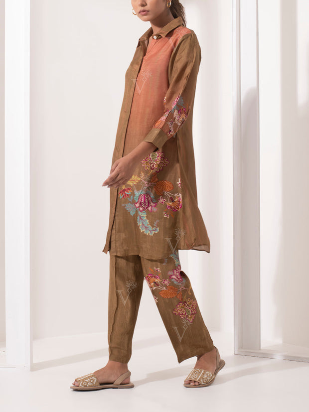 Brown Vasansi Silk Pant Set