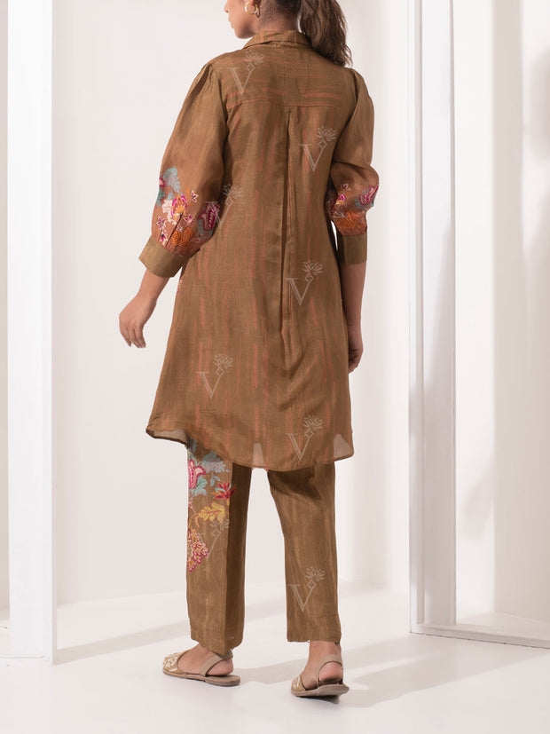 Brown Vasansi Silk Pant Set