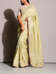 Pista Green Gotta Patti Saree