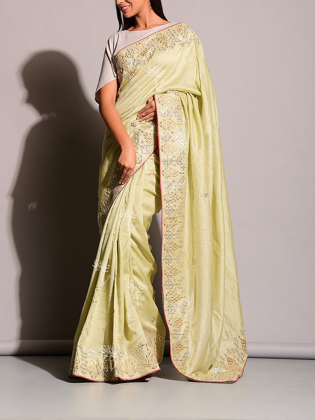 Pista Green Gotta Patti Saree