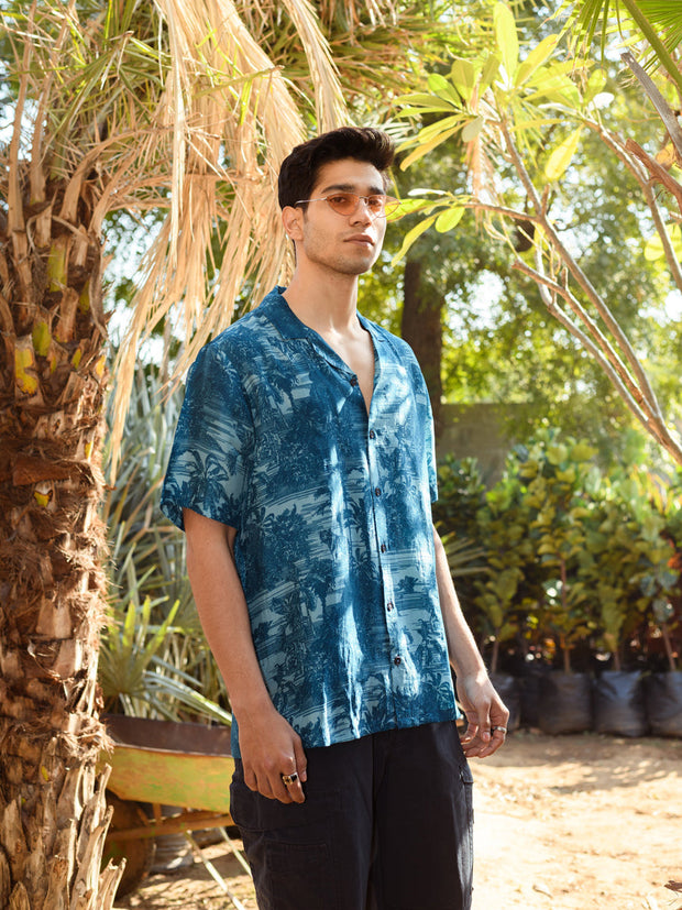 Beach Tiger  Hawaiin Collar OS Shirt For Men