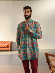 Juego Horse Grey  Full Button Kurta For Men