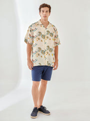 Barbus White Oversize Hawaiian Collar Shirt