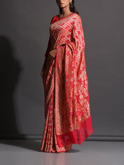 Red Georgette Zari Saree