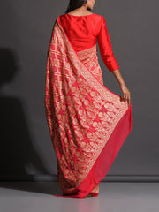 Red Georgette Zari Saree