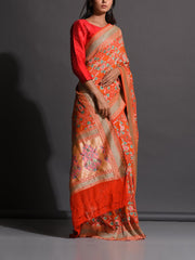 Tangerine Georgette Zari Saree