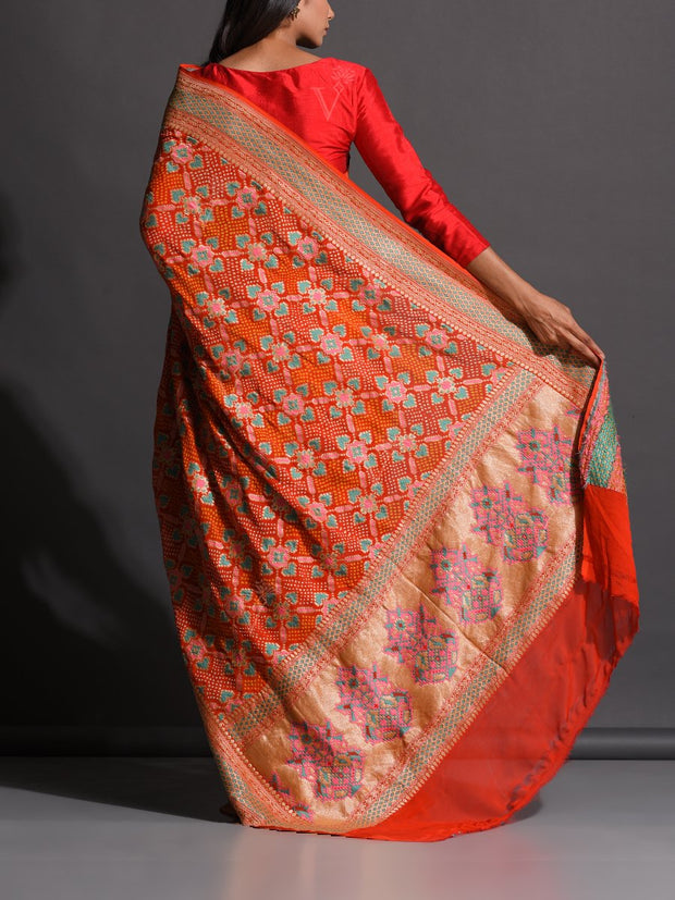 Tangerine Georgette Zari Saree