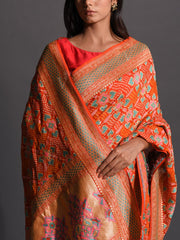 Tangerine Georgette Zari Saree