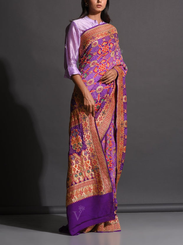 Light Purple Georgette Zari Saree