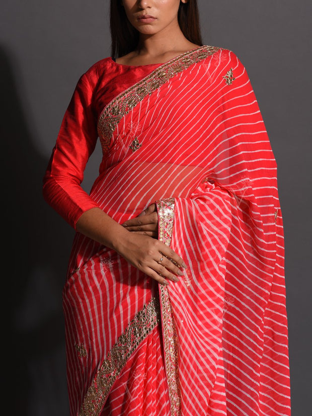 Saree, Sarees, Georgette, Realzari, Traditional, Traditional outfit, Traditional wear, Rajasthani, Leheriya, Leheriya saree, Casual wear, Festive wear, DD00