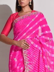 Pink Georgette Leheriya Saree