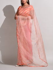 Peach Organza Saree