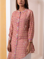 Peach Vasansi Silk Short Kurta