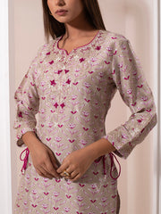 Ivory Floral Vasansi Silk Kurta