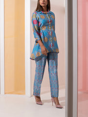 Blue Floral Vasansi Silk Co ord Set