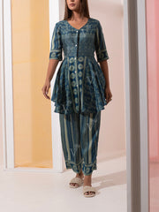 Stone Blue Vasansi Silk Co ord Set