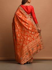 Orange Dola Silk Embellished Saree