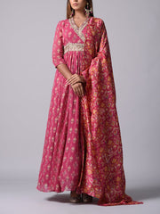 Pink Georgette Anarkali Gown