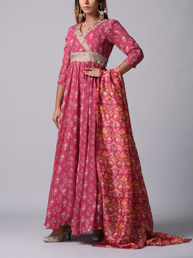 Pink Georgette Anarkali Gown