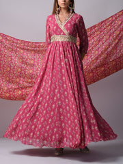 Pink Georgette Anarkali Gown