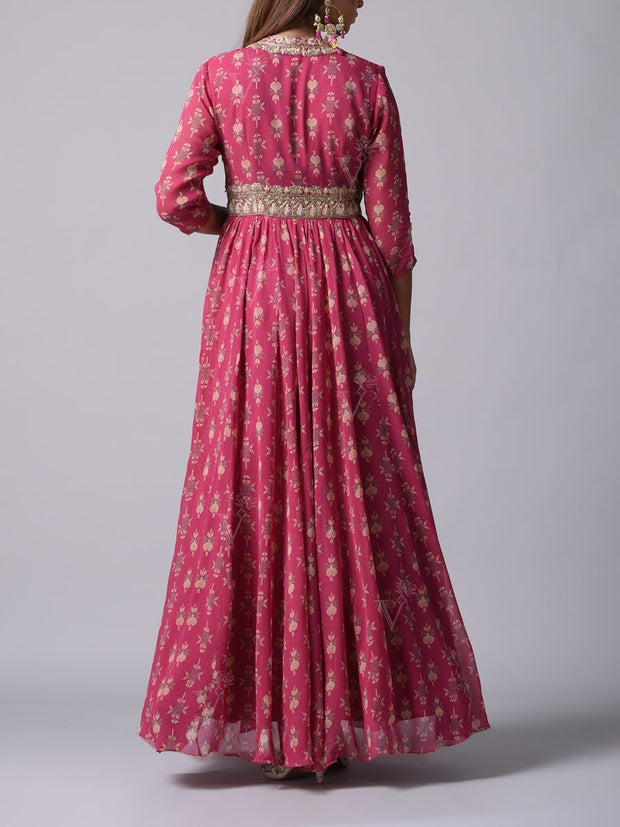 Pink Georgette Anarkali Gown