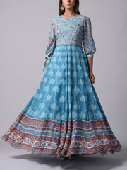 Blue Georgette Anarkali Gown