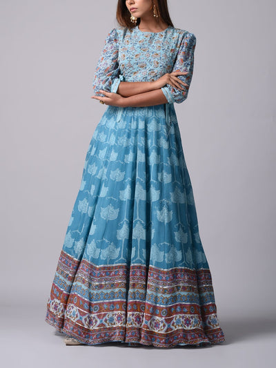 Blue Georgette Anarkali Gown